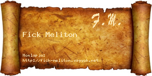 Fick Meliton névjegykártya